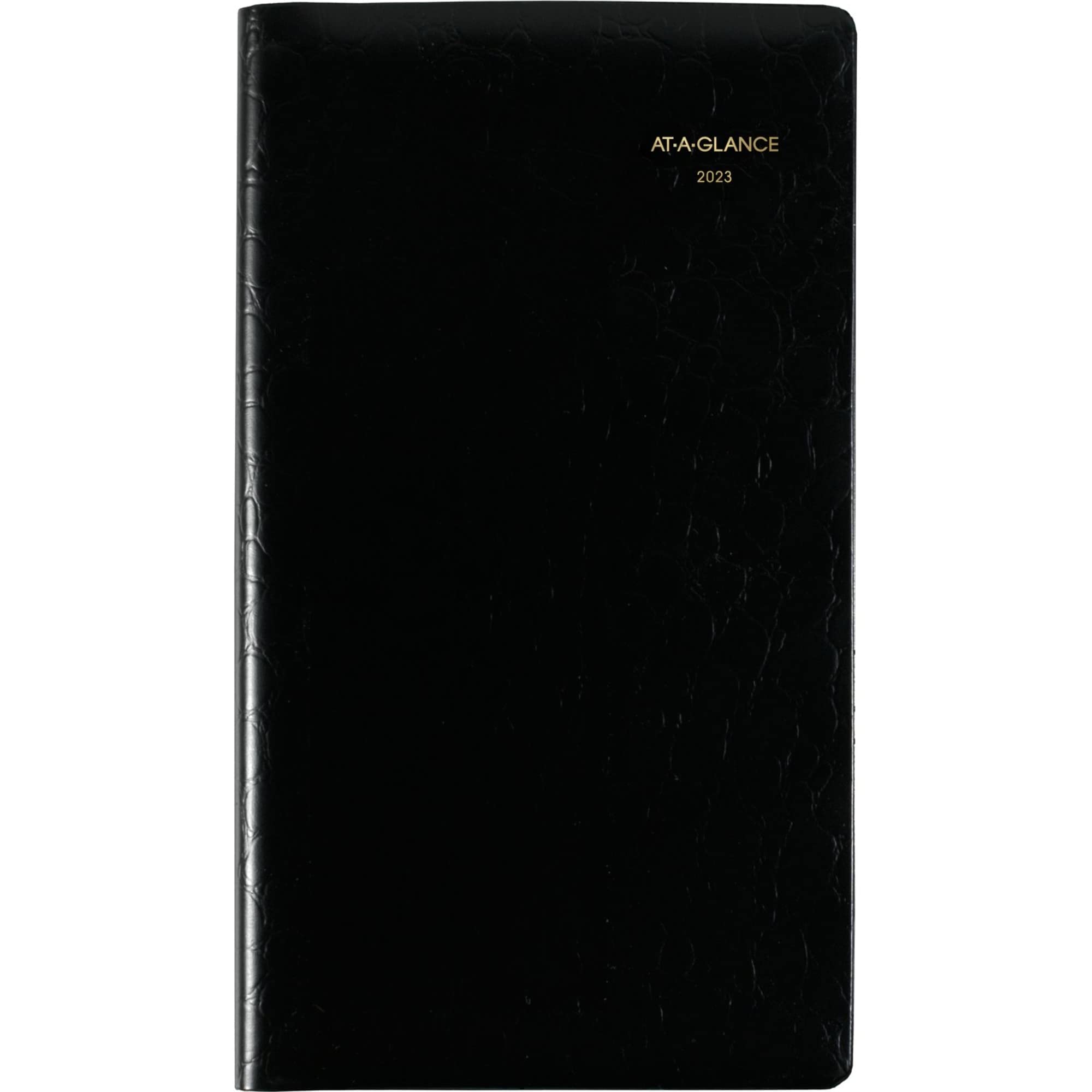 AT-A-GLANCE 2023 Weekly Pocket Calendar, Planner, 3-1/4" x 5-3/4", Pocket Size, Designer Cover, Black (7040205)
