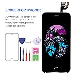 For iPhone 6 Screen Replacement With Home Button - MAFIX Full Pre-assembly LCD Display Digitizer Touch Screen Kit Include Repair Tools & Screen Protector, Black