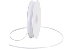 1/8 Inch x 200 Yards White Thin Solid Satin Ribbon Giant Spool Double Face Woven Polyester Fabric Ribbons for Crafts Hanging 
