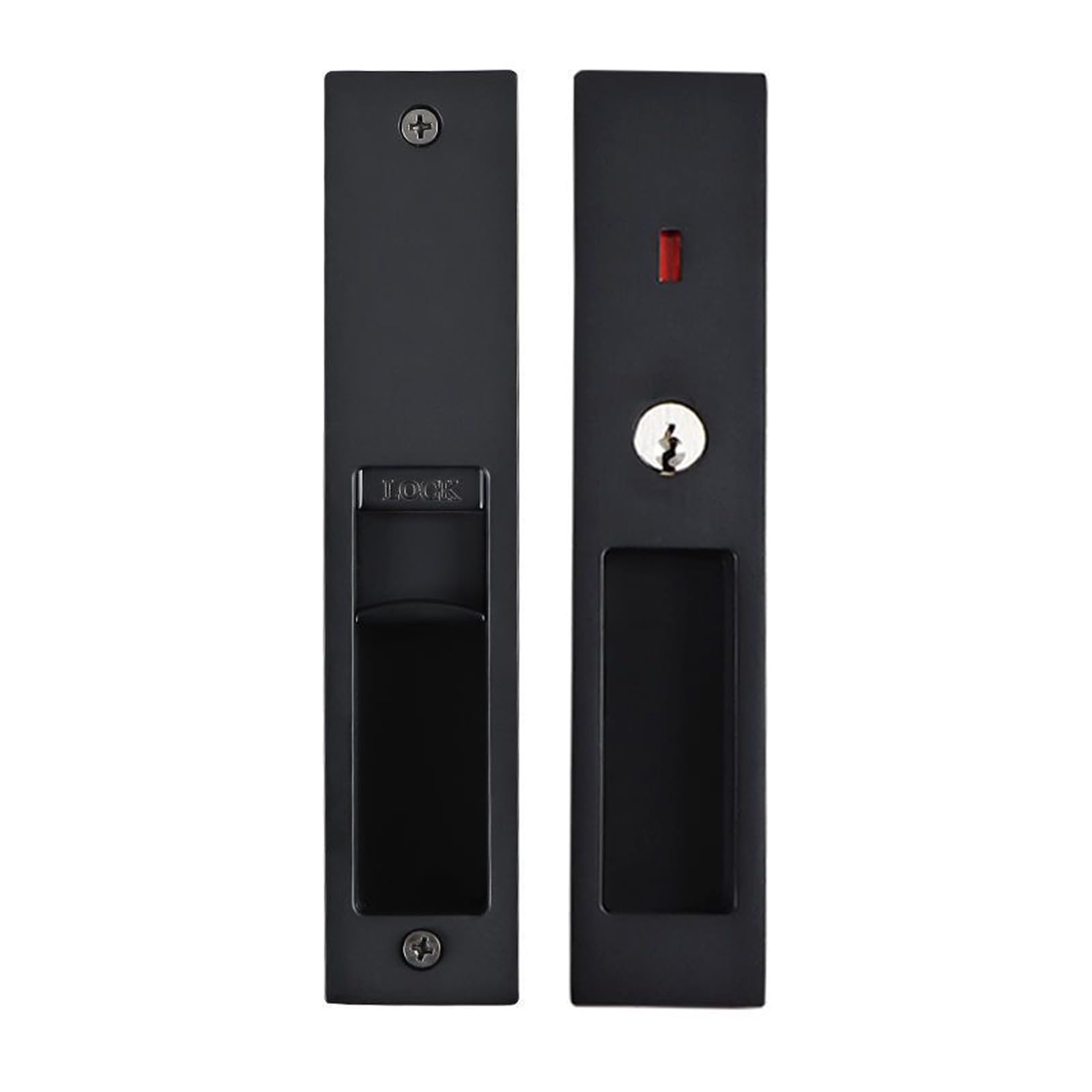 betensh Pocket Door Lock with Key Sliding Door Locks Handle Pocket Door Lock Mortise Lock Recessed Door Handle 180mm-Black