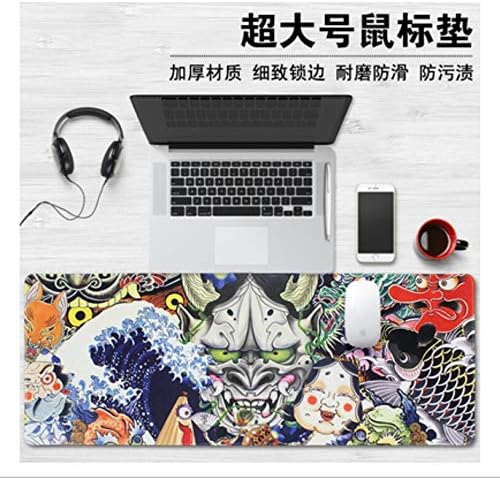 smilepunk Japanese Hannya Sea Art Hokusai Great Wave Mouse Pad Mat Desk Pad Big Home Decoration 31.5" (Hannya)