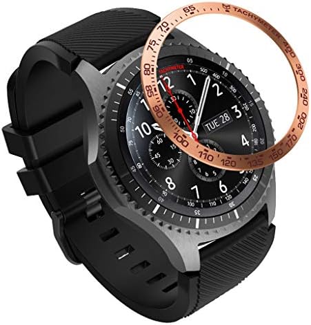 Fullfun for Samsung Gear S3 Frontier Bezel Watch Ring Adhesive Cover Anti Scratch Stainless Steel (hot Pink)