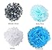 Fonder Mols Tissue Pom Poms Flowers Kit White Blue for Sea Shark Themed Birthday, Boy Baby Shower, Boy Gender Reveal Party Decorations