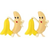 DEYOUM Fruit Banana Stud Earrings for Women Cute Colorful Enamel Sweet Fruit Banana watermelon Stud Earrings Beach Holiday Summer Jewelry Gifts