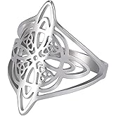 TEAMER Witches Knot Ring - Stainless Steel Celtic Amulet Vintage Jewelry For Women