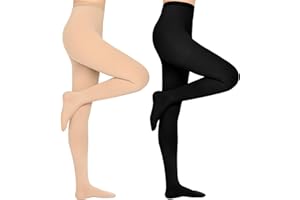 WEGITCS 2 Pairs 15-20 mmHg Compression Pantyhose for Women, Closed Toe Compression Stockings, Waist High Opaque Compression Tights for Varicose Veins, Swelling, Teacher, Doctor