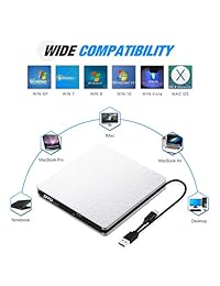 Unidad externa CD DVD USB 3.0 portátil R W unidad óptica de alta velocidad de transferencia de datos delgada CD DVD grabadora CD ROM para ordenador portátil MacBook Desktop MacOS Windows10 8 7