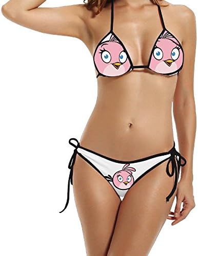 VYily Sexy Womens Little Pink Bird Bikini Swimsuit Swimwear Designed Black One Size