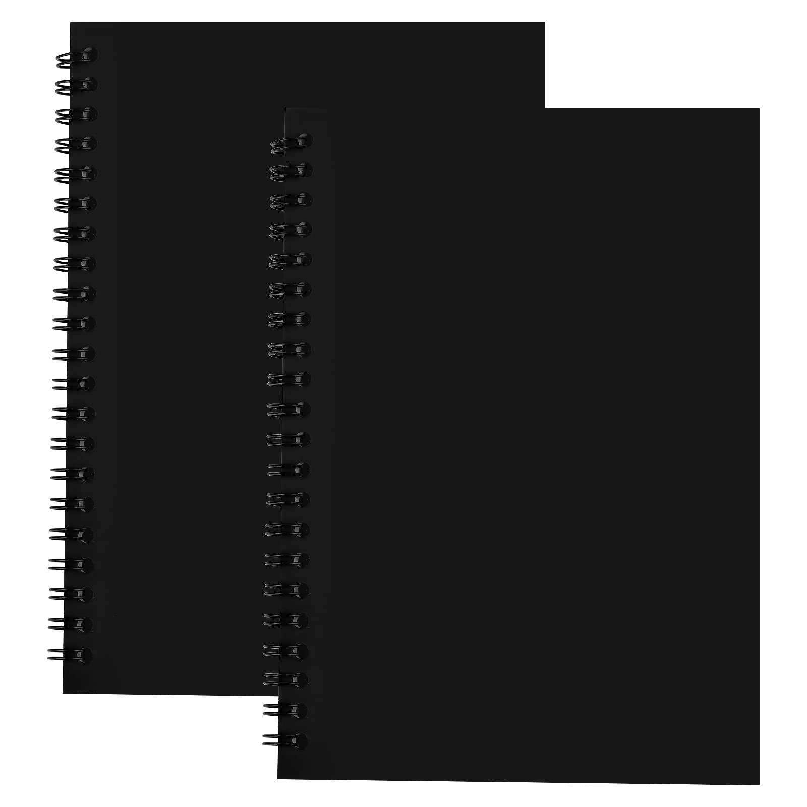 KYSUN 2 Pack Sketch Notebook, 280 Sides/140 Pages A4 Coil Sketchbook, Spiral Blank Notebook Plain Notepad, Book Paper, Black Cover Pad, for Sketching, Writing and Journal Refill,