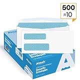 500#10 Double Window Security Business Mailing Envelopes - for Invoices, Statements and Legal Documents - GUMMED Closure, Security Tinted - Size 4-1/8 x 9-1/2 - White - 24 LB - 500 Count (30101)