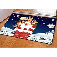 Buybai Doormats for Entrance Way, Cool 3D Christmas Santa Claus Printed Front Floor Mats Doormats Indoor/Outdoor Bedroom Kitchen Carpet Door Mat