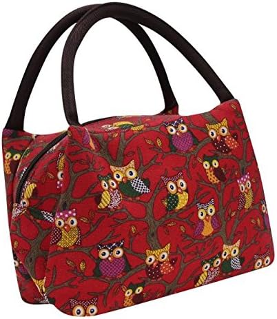 Lunch Bags , ONELUNCHBAG ❤❤ Owl Thermal Insulated Tote Picnic Lunch Cool Bag Cooler Box Handbag Pouch (Red)