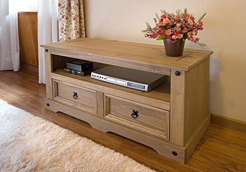 Flat Screen TV Unit | TV Stand | Corona Mexican Pine TV Table | 2 Drawers | Rustic Design by House of Cotswolds