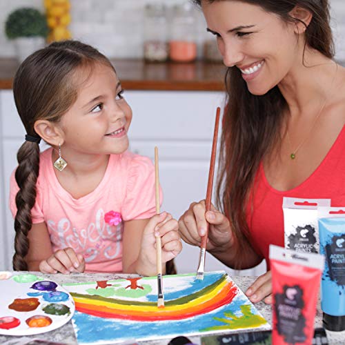Zenacolor ⭐ Acrylic Paint Set, 12 Tubes of 4 Oz / 120mL, 12 Acrylic Paints for Painting Canvas with Paint Brushes, Wood, Arts and Crafts, Fabric, Painting Supplies for Adults and Children