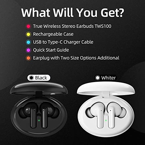 ZAOFEPU Wireless Earbuds TWS100, Bluetooth 5.2 Touch Control True Wireless Bluetooth Earphones with Hi-Fi Stereo Audio, in-Ear Deep Bass Built-in Headphones, One Click to Switch 5 EQ Modes (White)