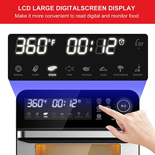 Bonsenkitchen Air Fryer Oven, 15.3QT Rotisserie Oven with Dehydrator, 7