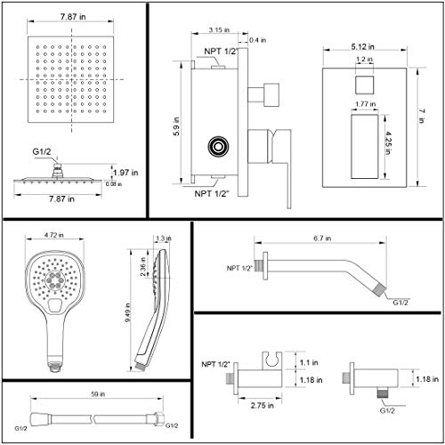 POP SANITARYWARE Shower System Polished Chrome Bathroom Rainfall Shower