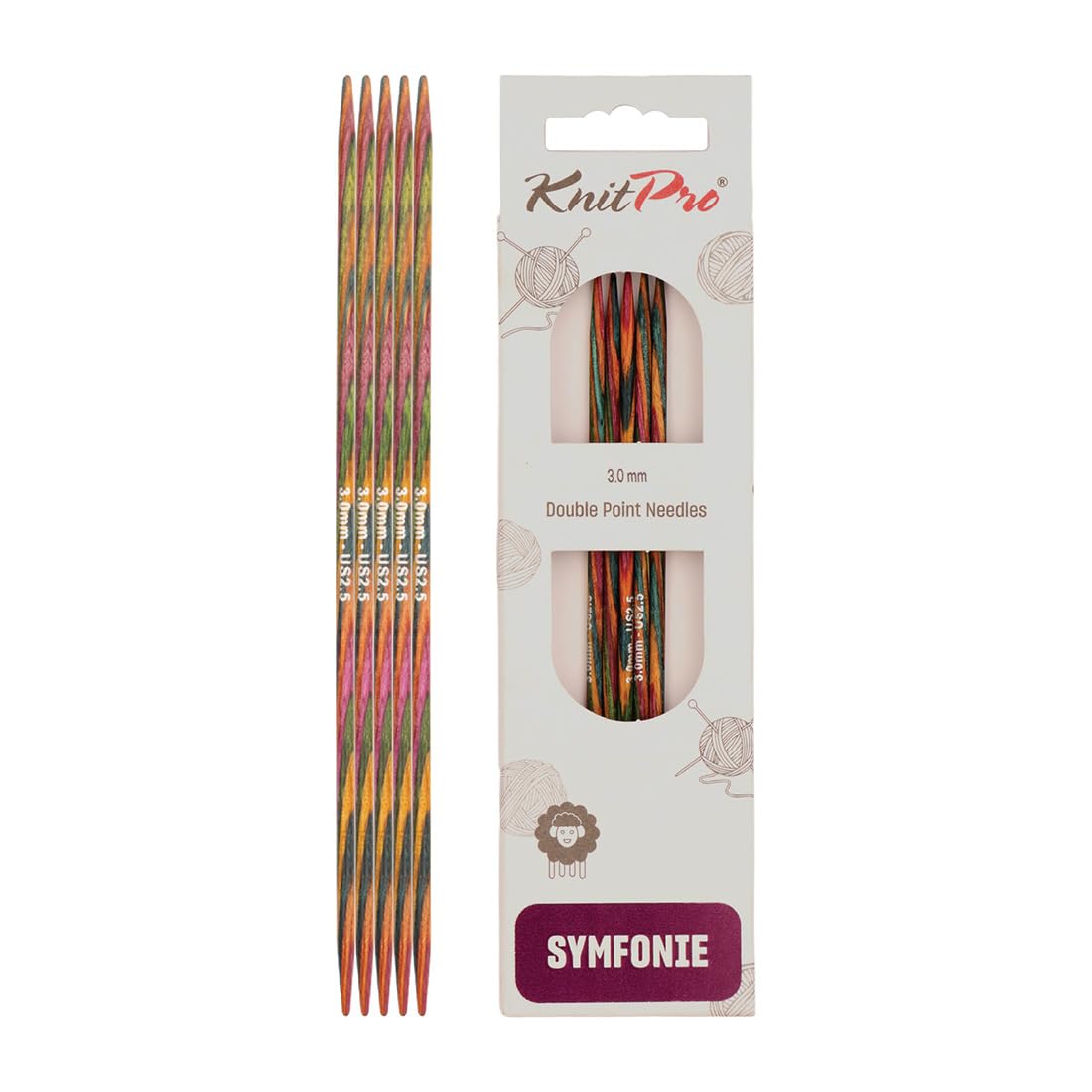 KnitPro Symfonie Double Pointed Needles 4" (10cm) | 3.00mm