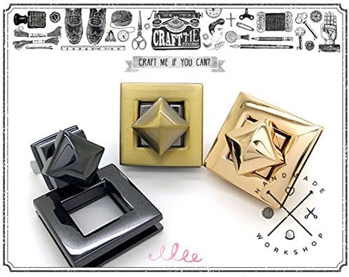 2PCS 1 3/16 Inch Square Pyramid Twist Locks Purse Closure Leathercraft Accessory Turn Lock (Antique Brass)