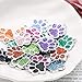 HAN SHENG 40 Pcs Dog Cat Paw Shape Charms Pendants, Crystal Beads for DIY Jewelry Making, Animal Theme Jewelry Findings (Multicolor)