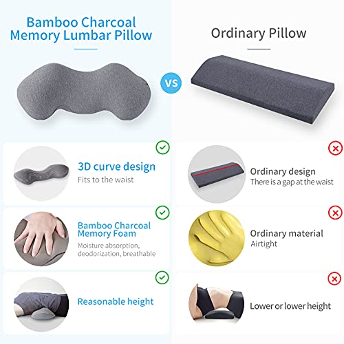 Lumbar Support Pillow for Bed Memory Foam Lumbar Pillow Relief Lower Back Pain Back Support