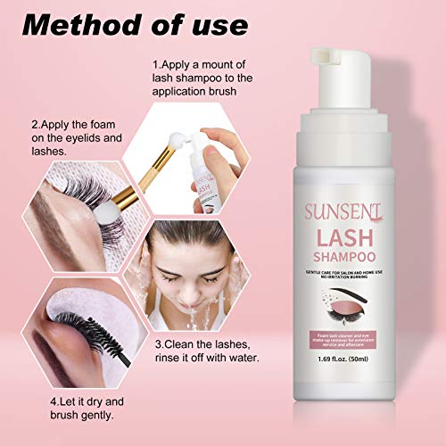 Eyelash Extension Shampoo Kit Oil Free Formula,SUNSENT Eyelash