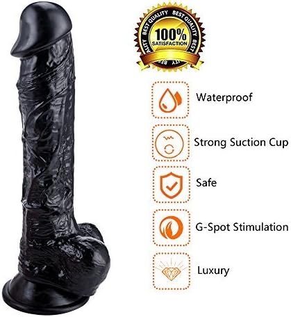 9.5 inch Female Realistic Lifelike Adult Toys for Women Silicone Safe Dilldò with Suction Cup - Black