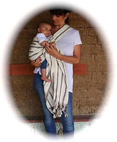 Ring Sling Baby Carrier (Brown and beige stripes). 100% Cotton. Ideal for breastfeeding and hands free activities.