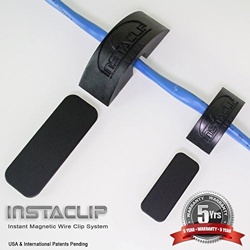 PACK of InstaClip Instant Magnetic Stick On Anything Permanent but Temporary Wall Wire Clip Fastener Ties No Holes Glue Velcro (Small Black 12 Pack)
