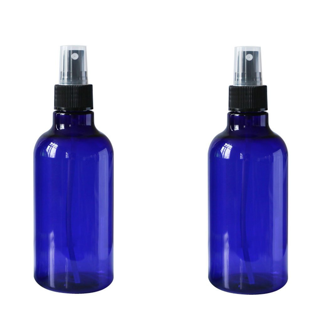 2 Pieces 250ml 9oz Refillable Empty Plastic Spray Perfume Bottle Jars Containers with Cap Makeup Cosmetic Atomizer Bottle Leak Proof Portable Travel Accessories (Blue)