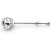 Stainless Steel Tea Strainer with Long Handle, Silver | Loose Leaf Tea Infuser, Powder Sugar Duster, Fine Mesh Sieve, Dual Use Design, Polished Finish