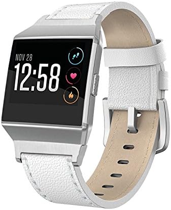 Gaxiog Fitbit Ionic Bands Small and Large Women Men Genuine Leather Watch Replacement Accessories Strap，for Fitbit Ionic Smart Fitness Watch, White Small