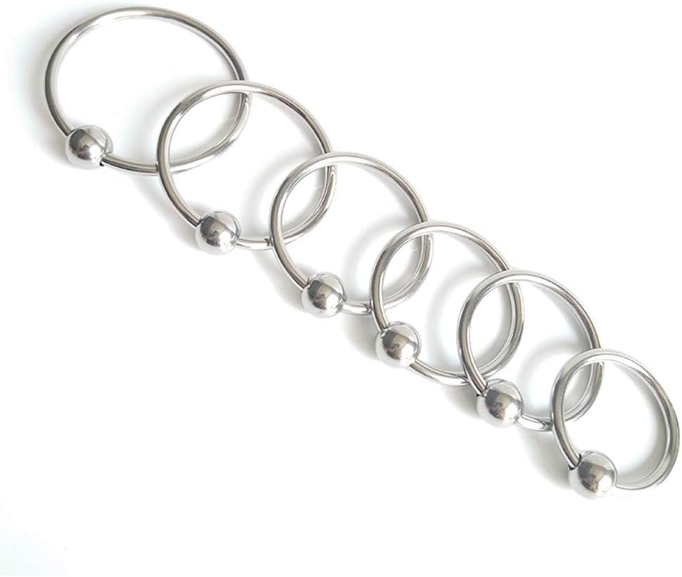 Comboo 6pcs Fun Stainless Steel Jewelry Ring Delay Locking Thin Ring Adult T-Shirt Toy(A)