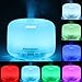 Excelvan 500ML Oil Aroma Diffuser Ultrasonic Cool Mist Humidifier LED Color Changing Lamp Light Ionizer Waterless-Auto Shut off White