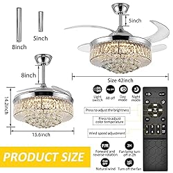 Panghuhu88 42" Invisible Ceiling Fan Chandelier