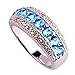 Psiroy 925 Sterling Silver Plated Simulated Blue Topaz Half Eternity Band Ring Size 8