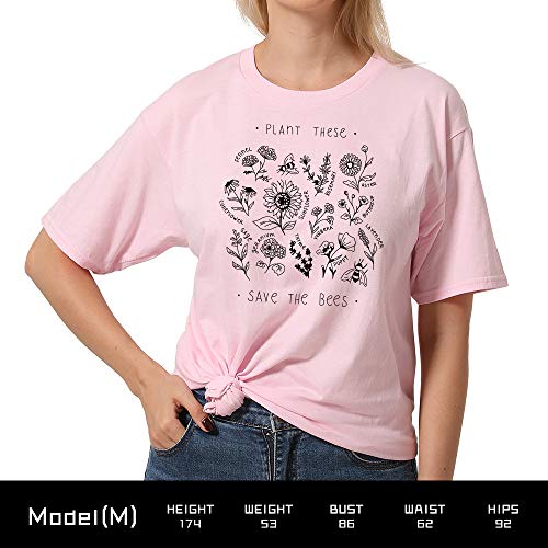 Women\'s Summer Plant These Save The Bees T-Shirts, Bee Kind Garden Birthday Gift Tank Tops for Women (Pink, Medium, m)