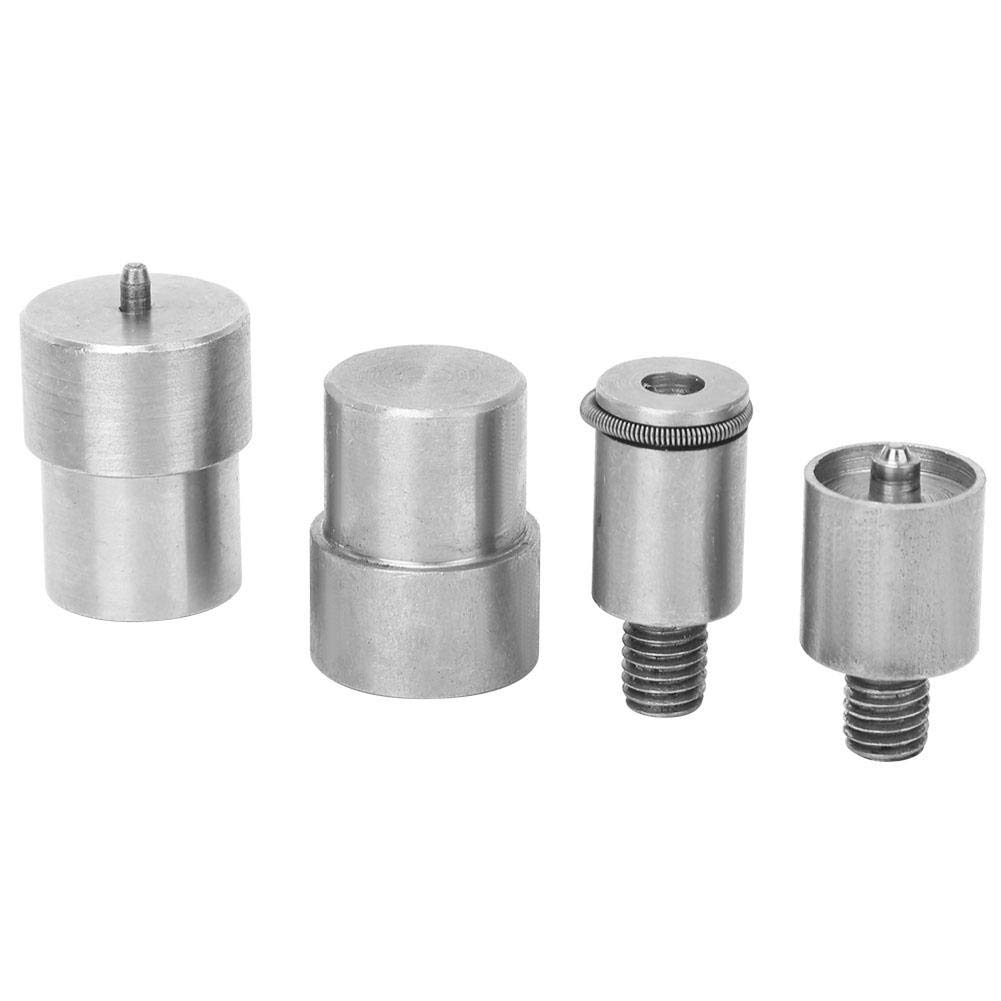 Leku Double Rivets Dies Set, 4pcs 12mm 15mm 21.5mm 21.5mm Snap Die Die Silver Stainless Steel Replacement for 651/633/831 Green Machine Hand Press