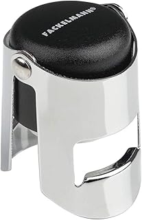FACKELMANN Sektflaschenverschluss 3,5x5,5cm aus ABS/Metall verchromt, Kunststoff, schwarz/Silber, 5.5 x 3.5 x 3.5 cm