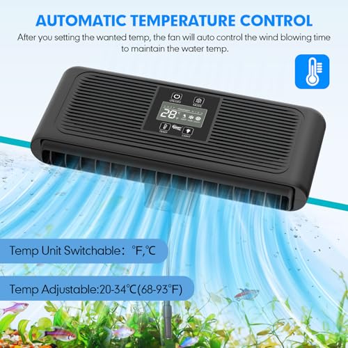 hygger Aquarium Cooler, Intelligent Automatic Temperature Control, Quiet Aquarium Fan, Adjustable Air Speed Aquarium Water Cooler