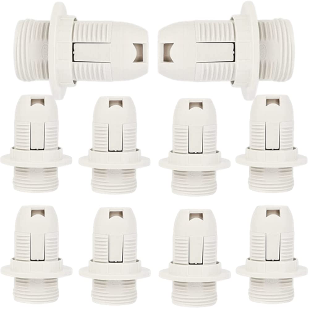 GOWEILE 10 Pcs Edison Screw Bulb Socket E14 White Plastic Shell Pendant & Replacement