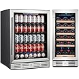 Kalamera 15-24 inch 154 Can 30 Bottle Capacity Beverage Cooler - Built in Counter or Freestanding - for Soda, Water, Beer or 