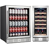 Kalamera 15-24 inch 154 Can 30 Bottle Capacity Beverage Cooler - Built in Counter or Freestanding - for Soda, Water, Beer or 