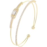 Shuo Dian Gold Bracelets for Women Jewelry 14k Plated Gold Bangles for Women Cuff Bracelet Open Fashion Bracelet Adjustable 