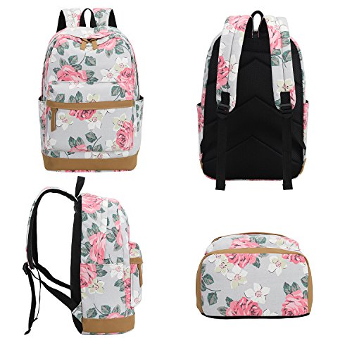 image for BLUBOON School Backpack Set Canvas Teen Girls Bookbags 15 inches Lapto