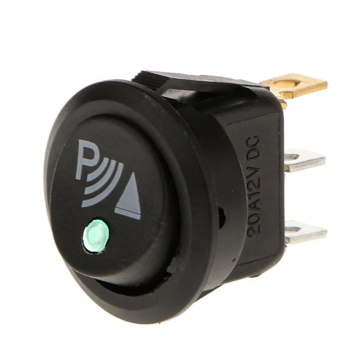 Dolphin Automotive Illuminated LED Round 3 Pin P Rocker ON/OFF 12v DC Dashboard Switch Parking Reverse Sensor Front Rear Reversing Sensors UK