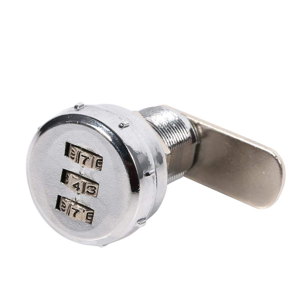 3 Digit Code Combination Cam Lock, Silver Zinc Alloy Cabinet Security Password Coded Lock(12~16mm Wooden Wardrobe)