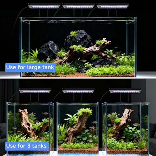 hygger Three Channel Clip On LED Aquarium Lighting, 36W Full Spectrum Aquarium Lamp, 24/7 Lighting and DIY Mode with 7 Colours, Adjustable Brightness Fish Tank LED Light for Aquariums 115-227L (3)