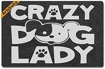 zengjiansm Dog Lover Doormat Crazy Dog Lady Rubber Non-Slip Entrance Rug Floor Funny Home Decor Indoor Mats 23.6 x 15.7 Inches