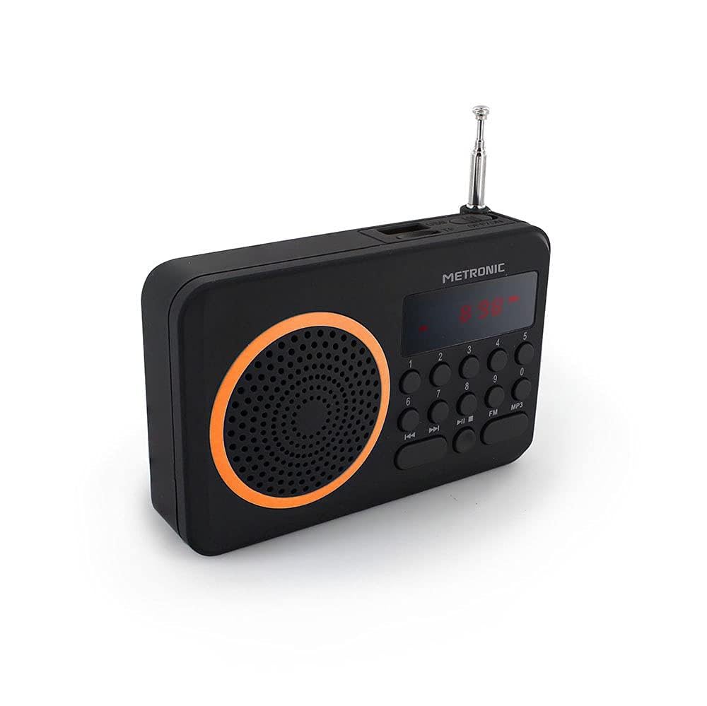 Metronic Radio Alarm Clock MP3 USB Port Standard Black and Orange